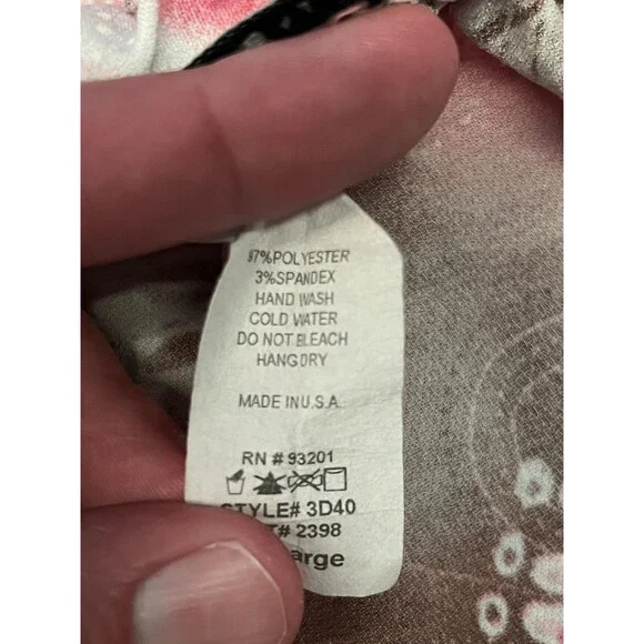 MKM Designs Dress Womens 1X Pink Brown Paisley Spaghetti Strap Bow Made USA - Picture 11 of 12